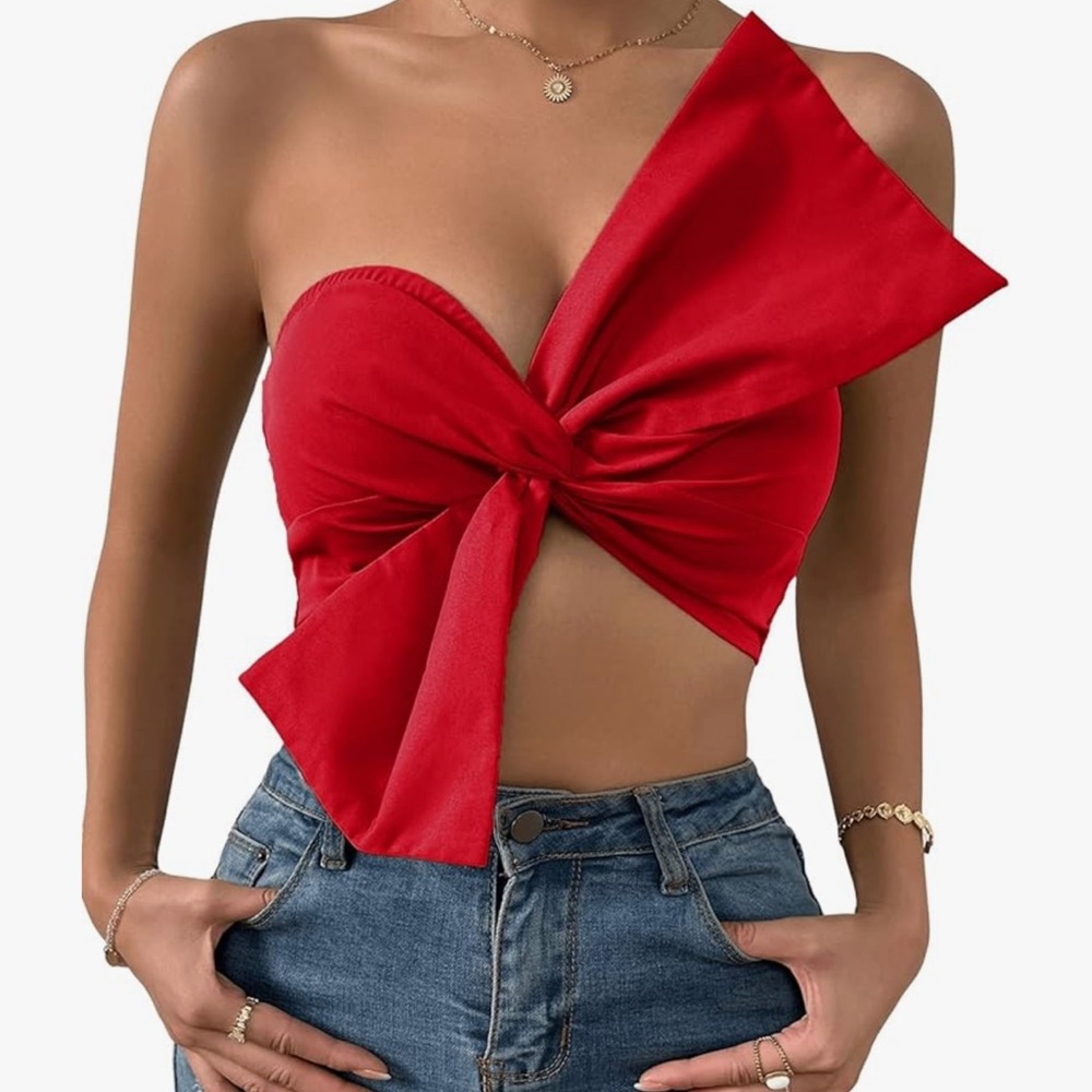 Amazon red bow crop top